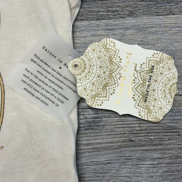 NWT Altar’d State Cream Womens Nashville Honky Tonk S Lettuce Hem Crop T-Shirt - Picture 9 of 11